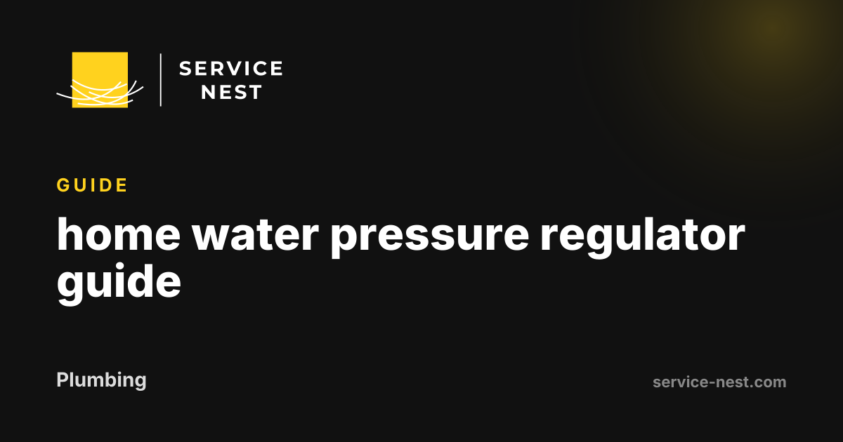 home water pressure regulator guide