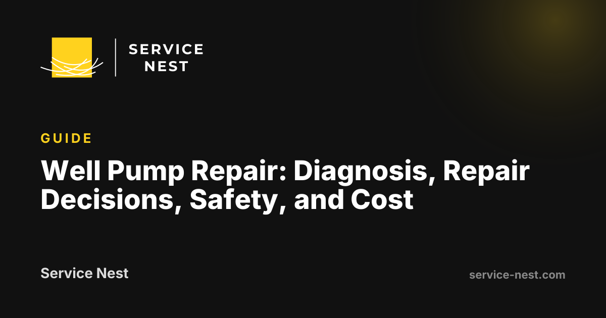 Well Pump Repair: Diagnosis, Repair Decisions, Safety, and Cost